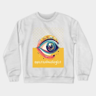 Ophthalmologist yellow background Brafdesign Crewneck Sweatshirt